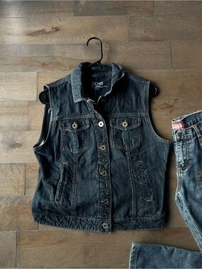 Parasuco Black Denim Sleeveless Jacket Vest